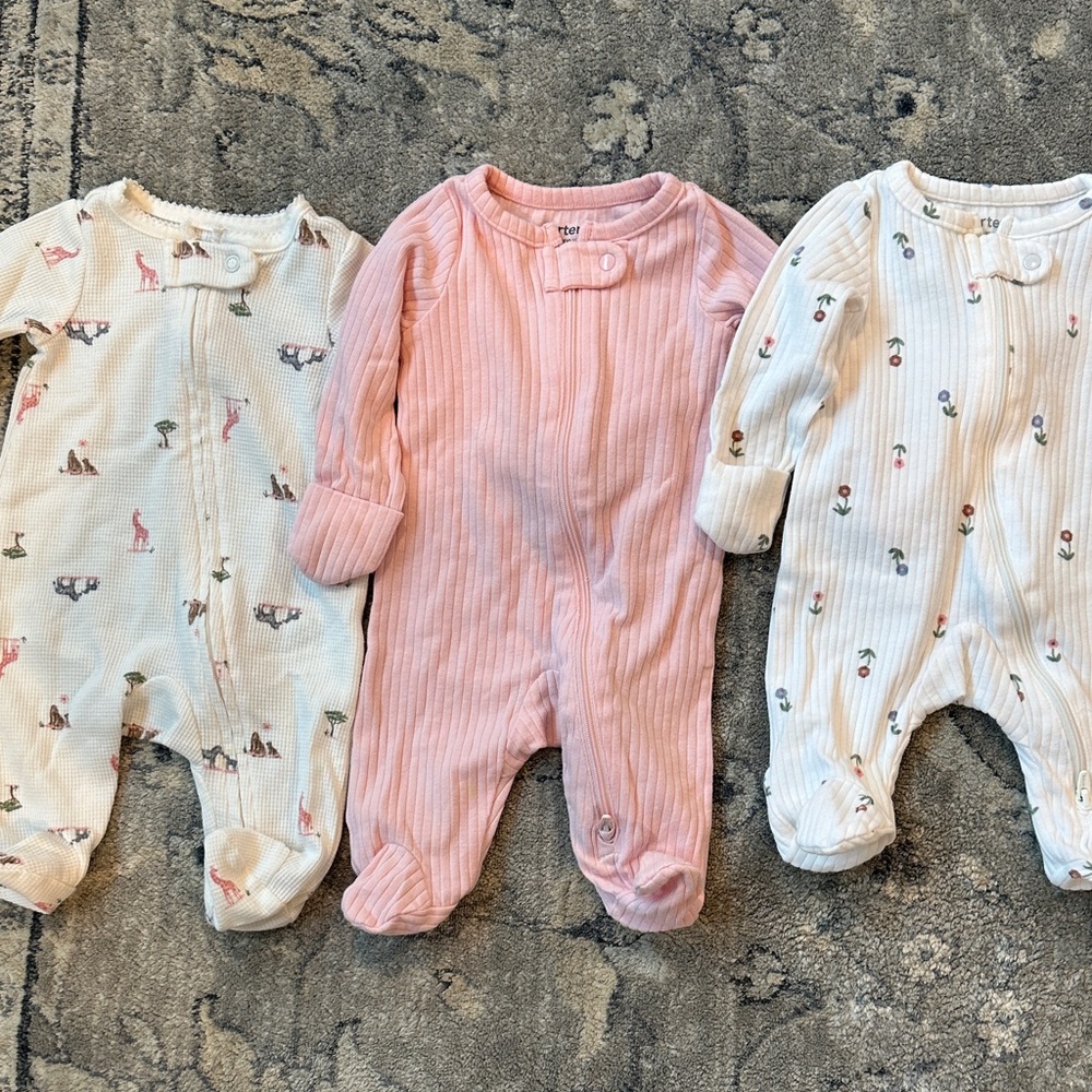 3 Carters Baby One-Piece Pajamas / Footies